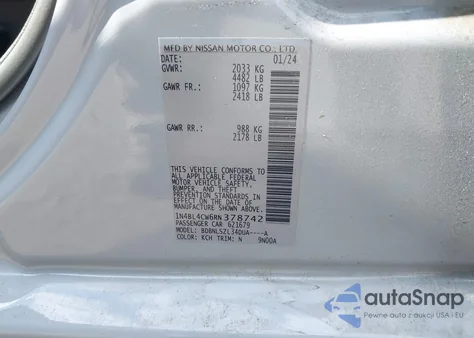 2024 Nissan Altima Sr Intelligent Awd from USA, damaged, VIN 1N4BL4CW6RN378742